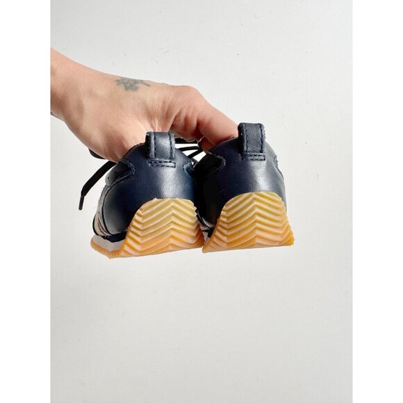 Kids' BABY GAP Navy Blue Leather White Striped Sneakers, Size 5 - Picture 7 of 12